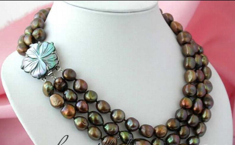 Baroque Coffee Freshwater Pearl Necklace 9-11mm