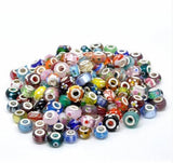 50pcs Mixed Lampwork Beads Big Hole European Charms Bracelet 14x9mm