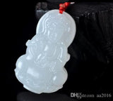 Icy Green Jadeite Pendant Guanyin Kwan Yin Necklace Cord