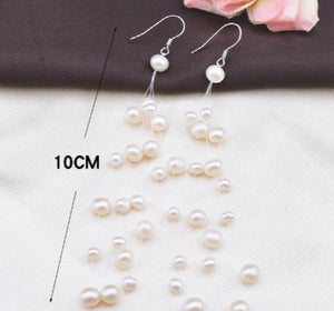 AA White Pearl Earrings 4-6mm Silver Dangle Jewelry
