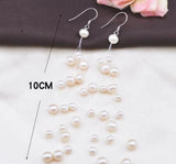 AA White Pearl Earrings 4-6mm Silver Dangle Jewelry