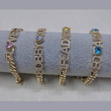 Heart Name Bracelet with Cuban Chain Zircon Chain Name Bracelet Jewelry Gift
