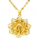 Copper Brass Plated Peacock Flower Pendant Necklace