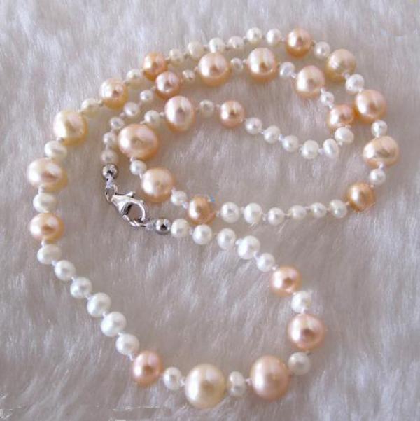 Natural Pearl Necklace Pink Freshwater Pearl Jewelry Fine Girl Gift