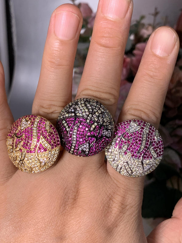 Clouds Life Tree CZ Stacks Rings Colorful Beads Charm Ring Bohemian Jewelry