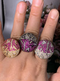 Clouds Life Tree CZ Stacks Rings Colorful Beads Charm Ring Bohemian Jewelry
