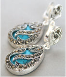 Vintage Turquoise Teardrop Silver Earrings