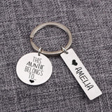 Auntie's Personalized Keychain Set - Engraved Name Pendant Gift
