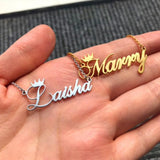 DOREMI Name Necklace w/Crown, crown necklace, Personalized Pendant
