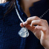 Natural Agate Chalcedony Class A Happy Pendant Necklace