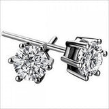 925 Silver Crystal 6-claw Earrings Women Gift Jewelry