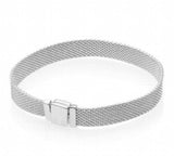 925 Silver Rose Woven Mesh Bangle Bracelet for Women