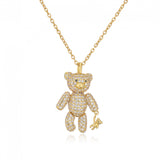 Bear Pendant Necklace for Women with Cubic Zirconia - Christmas Jewelry