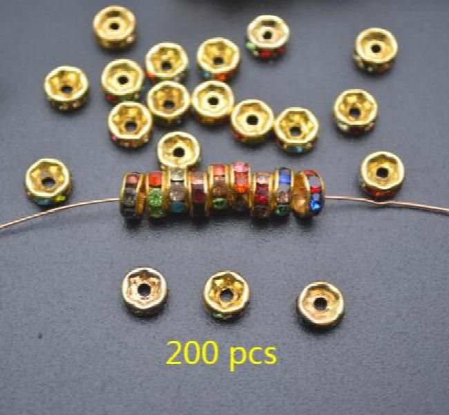 2x6mm Spacer Beads Paved Rhinestone for DIY Jewelry Findings Making