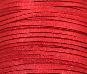 100Yds Glitter Metallic Red Flat Faux Leather Suede Cord 3mm