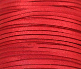 100Yds Glitter Metallic Red Flat Faux Leather Suede Cord 3mm