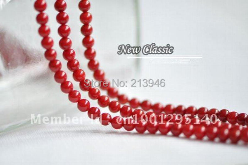 Red Natural Coral Round Loose Beads Strands Diy Jewelry Accessory Findings