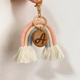 Personalized Macrame Hobo Rainbow Keychain for Car Keys Bag Pendant