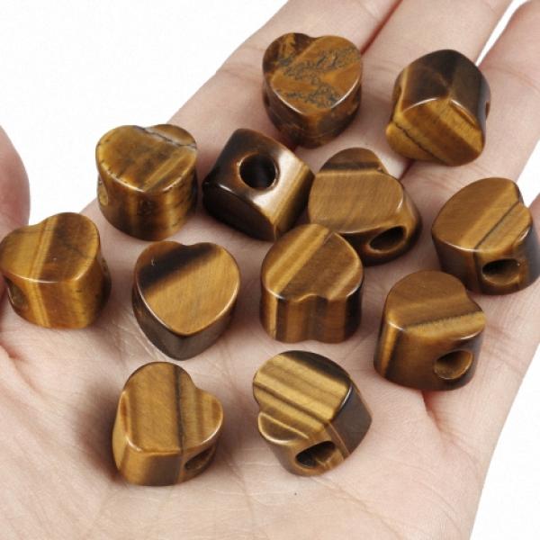 Crystal Gemstone Heart Shape Large Hole Beads for European Charms Bracelet