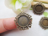 100pcs Flower Border Round Base Setting Tray Bezel Pendant Charm