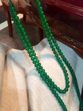 8mm Green Stone Round Beads Long Necklace Sweater Chain Jewelry