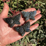 Labradorite Butterfly Necklace Pendant Carved Statue Gem Figurine Crystal Gift