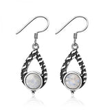 925 Silver Purple Dragon Crystal & Moonstone Drop Earrings