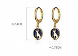 925 Silver Cat Hoop Earrings For Women Girls Party Jewelry Gift