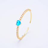 Heart Crystal Open Bangle Women's Bracelet Zircon Jewelry