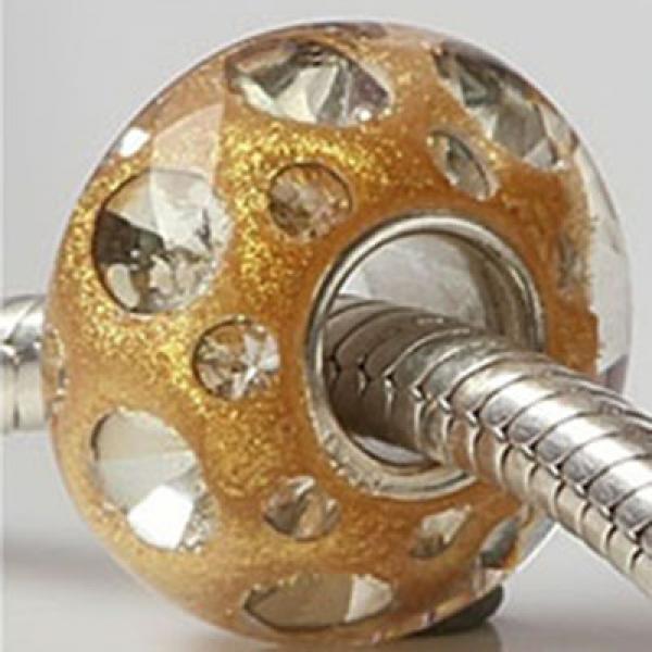 925 Silver Large Hole 3D Pink Glass Charm Beads for Bracelet