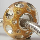 925 Silver Large Hole 3D Pink Glass Charm Beads for Bracelet