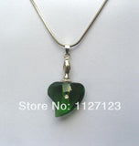 25pcs Green Peach Heart Rice Vial Pendants Glass Spray Perfume Bottle