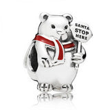 925 Sterling Silver Christmas Snowman House Charm DIY Stone for Women