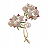 Big Flower Freshwater Pearl Brooch for Women Zircon Scarf Clip