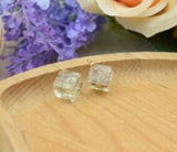 Acrylic Resin 3D Square Dried Flower Pearl Pendant Charms 10MM 10pcs