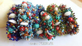 Summer Beach Bangle Lampwork Shell Stone Button Bracelet