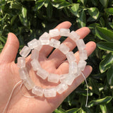 Natural Rock Quartz Bracelet Cylinder Column Shape Beads Crystal Healing Stone