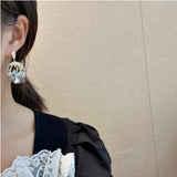 Cartoon Panda Holding Pearl Earrings S925 Silver Needle