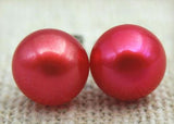 Red Freshwater Pearl Stud Earrings for Women