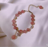 Zircon Flower Bracelet Strawberry Crystal Freshwater Pearl String Jewelry