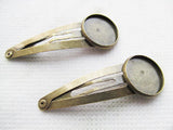 60pcs Antique Bronze/Silver Blank Hair Clip Charm