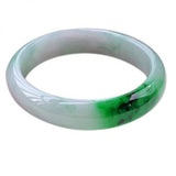 Zheru Jewelry Natural Burmese Jadeite 54mm-64mm Two-Color Green Bracelet