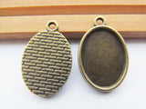 100pcs Oval Base Tray Pendant Charm Fit 13x18mm Cabochon Antique Bronze/Silver