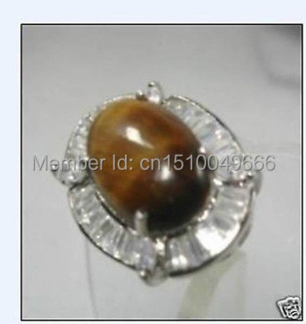 Tiger-Eyes Jade Crystal Ring Size 7 8 9