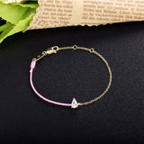 925 Silver Zircon Pink Bracelet Girl Gift Romantic Chain Ranneke Jewelry