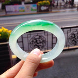 Zheru Jewelry Natural Burmese Jadeite 54mm-64mm Light Two-Color Bracelet