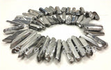 H-TB24 Titanium Silver Quartz Rough Point Briolettes 16 inch