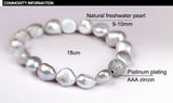 Grey Pearl Bracelet Crystal Ball Baroque Charm Bracelet
