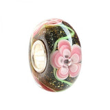 925 Sterling Silver Colorful 3D Flowers Charm Glass Beads Fit European Bracelet