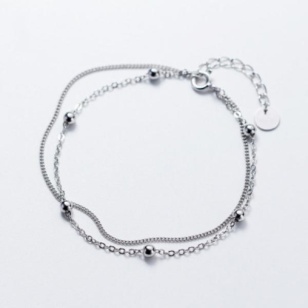 S925 Sterling Silver Beads Double Chain Bracelets